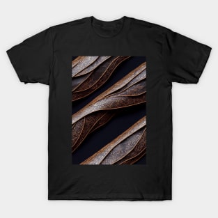 Dark Brown Ornamental Leather Stripes, natural and ecological leather print #38 T-Shirt